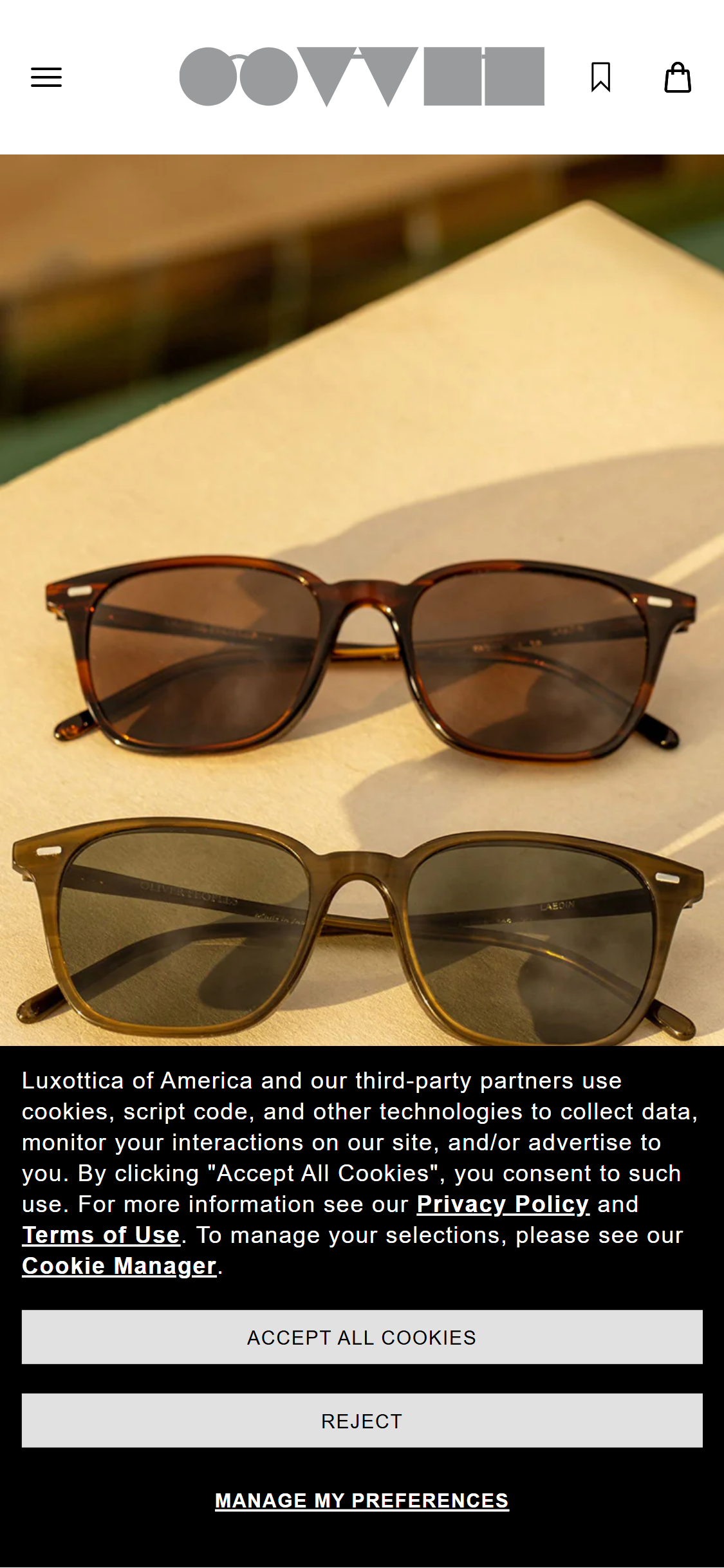 Oliver Peoples — Search in Header
